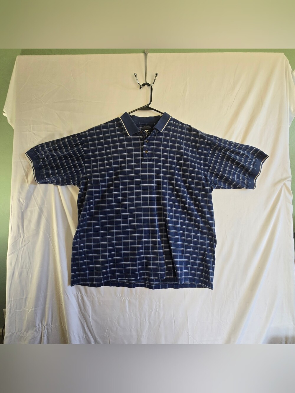 Pebble Beach Navy and White Grid Polo Shirt